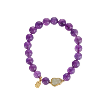 Ametiszt karkötő nőknek, etnikus stílus, kézzel készített, geometriai mintázat, Fu motívum