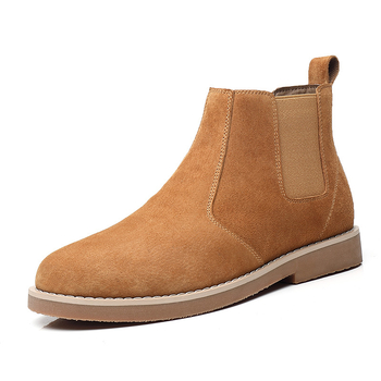 Мъжки Chelsea ботуши, британски стил, есенни, върхът от свинска кожа, подметка от телешко сухожилие, кръгла пръст, нисък ток 1–3 см