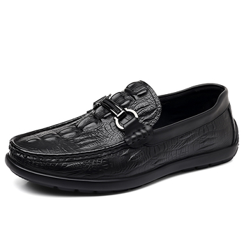 Muški loafers za vožnju s kroko uzorkom od kože prvog sloja – gumeni potplat, PU ulozak, podstava od svinjske kože