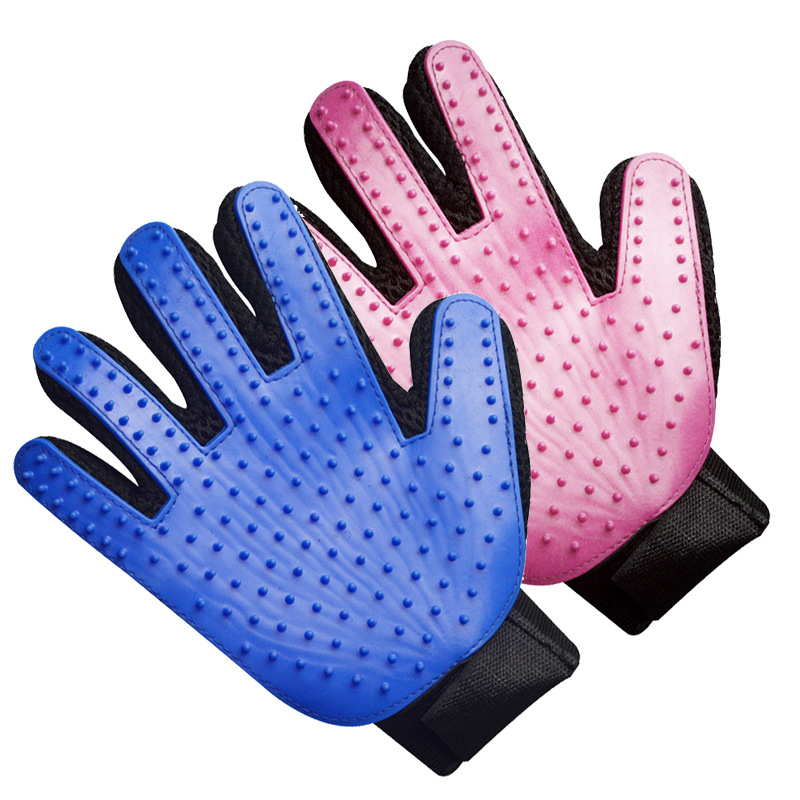 Ръкавица за разресване на домашни любимци, извита гумена четка за премахване на козината и масаж, подходяща за котки с къса коса