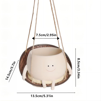 Саксия за цветя от синтетична смола — окачващ декоративен елемент за дом и двор, модерен минималистичен стил, подходящ за подарък