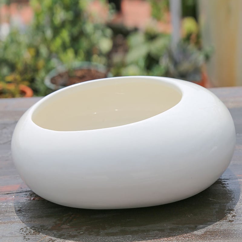 Овална керамична саксия за сукуленти, ръчна изработка с глазура, устойчива и издръжлива на корозия, подходяща за настолен и подов монтаж