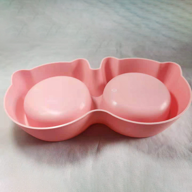 Πλαστικό μπολ κατοικίδιων με πρόσωπο γάτας, διπλής χρήσης για φαγητό και νερό για γάτες, Jie Yusen