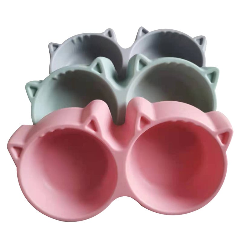 Πλαστικό μπολ κατοικίδιων με πρόσωπο γάτας, διπλής χρήσης για φαγητό και νερό για γάτες, Jie Yusen