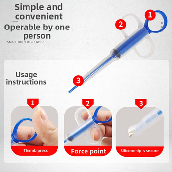 Kisállat tablettás adagoló klippel, műanyag, macska számára, kézi nyomó típusú fecskendő