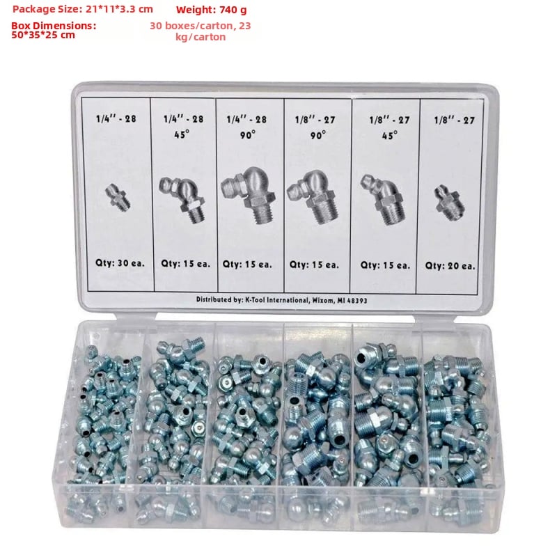 Misiņa Nipļu komplekts, 110 gab., Impērijas/Metriskais, UNF 1/4-28 SAE, 1/8-27 NPT