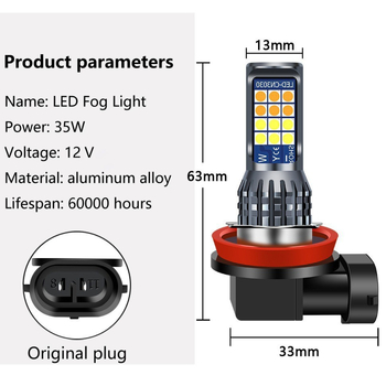 LED svjetlo za maglu za automobil | Aluminijsko kućište, 7.5W, 12–24V, 1200lm, vijek trajanja 50000h