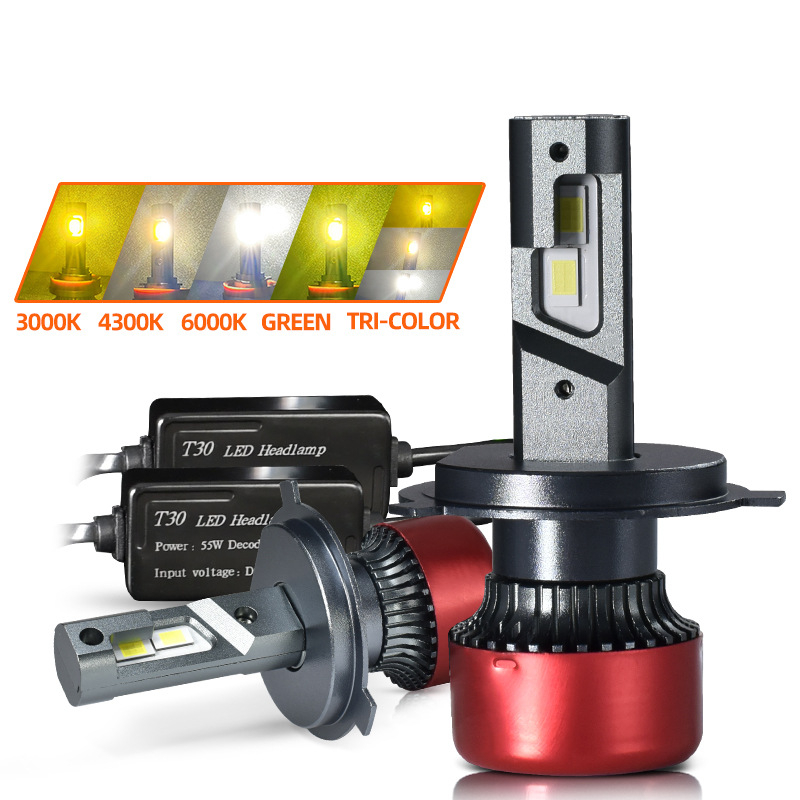 H11 LED prednja svjetla za automobil, tri boje lime boja, topla bijela svjetlost 4300K, LED svjetla za maglu