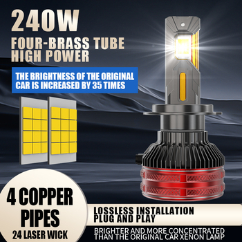 Far LED pentru mașină cu patru țevi, 240W, 12V, IP68, 125.800 lm, Model V96 PRO