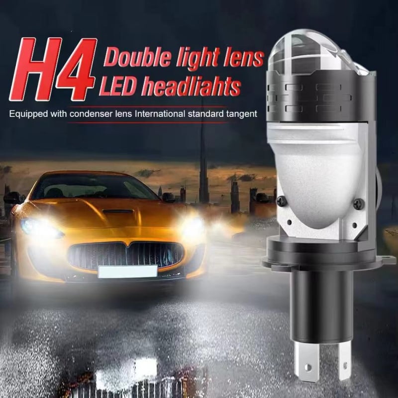 Visokoučinkovita LED glavna svjetiljka za auto s lećom, H4 direktno priključivanje, univerzalna kompatibilnost, 60W, 12V, 6500LM, IP68, aluminijsko kućište