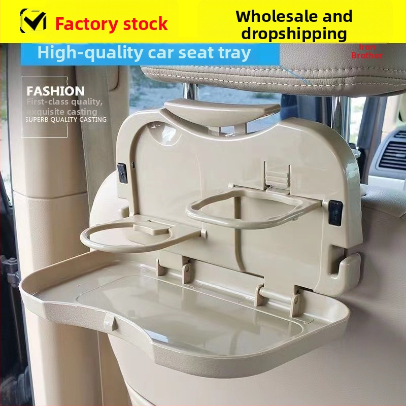 Sklopivi stol za stražnje sjedalo automobila, s držačem za čašu, prenosni mali stol, ABS plast (Model: Car dining table; Kompatibilno s naslonom stražnjeg sjedala)