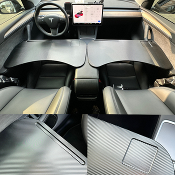 FRINS Skidiva auto stolić za Tesla Model 3/Y, karbonski uzorak, PVC, model FR-21006, prilagođavanje i ispis logotipa