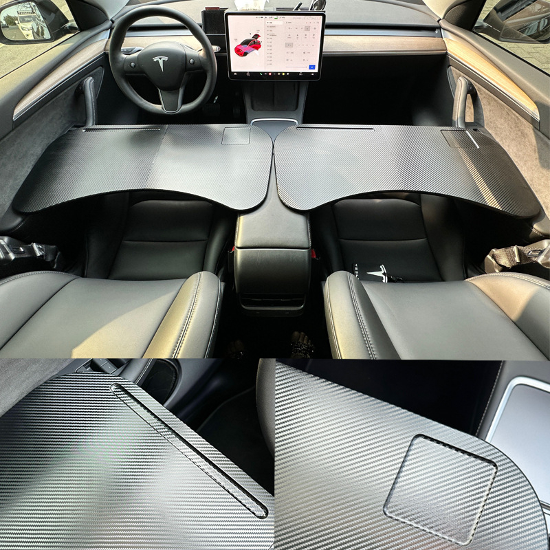 FRINS Skidiva auto stolić za Tesla Model 3/Y, karbonski uzorak, PVC, model FR-21006, prilagođavanje i ispis logotipa