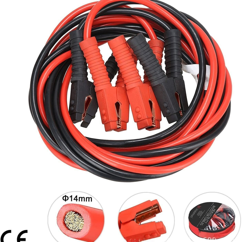 Kabel za startanje automobilske baterije 1500A, visok tok, bakrom obloženi aluminijski vodič, debeli kabel, aligator klipse