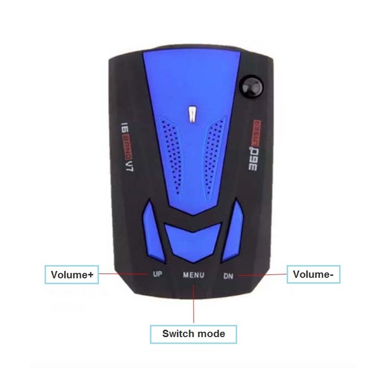 V7 автомобилен радар детектор с ранно предупреждение, ABS корпус, 12V захранване, тегло 0,21 кг