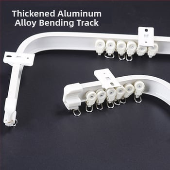 Zakrivljeni vodilica za zavjese | Model Jiamai 8881 | Materijal: aluminijska legura | Pribor: brtvni čep, montažni vijci, proširna cijev | Vrsta zavjese: visi