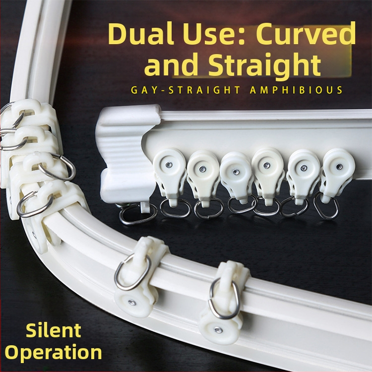 Zakrivljeni vodilica za zavjese | Model Jiamai 8881 | Materijal: aluminijska legura | Pribor: brtvni čep, montažni vijci, proširna cijev | Vrsta zavjese: visi