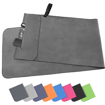 Mikrofiiber spordirätik, kiire kuivatamine, tasku, sametitaoline trükk, logo kohandatav (200 g)