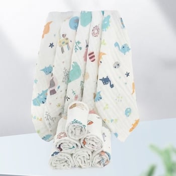 Dječji ručnik od 100% pamuka, šest slojeva gaze, Jacquard, ispod 50 g, upijajući za kupanje i lice, prilagodljiv