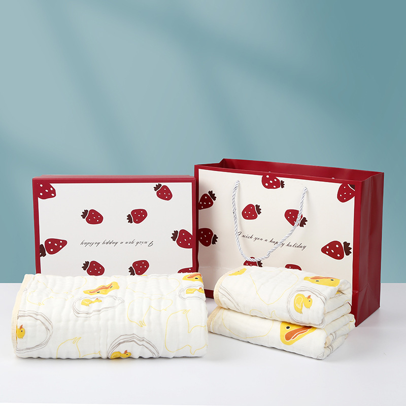 Zīdaiņu dvieļu komplekts no 100% kokvilnas gazes, sešu slāņu, absorbējošs, dāvanu kastē, 3 gab.