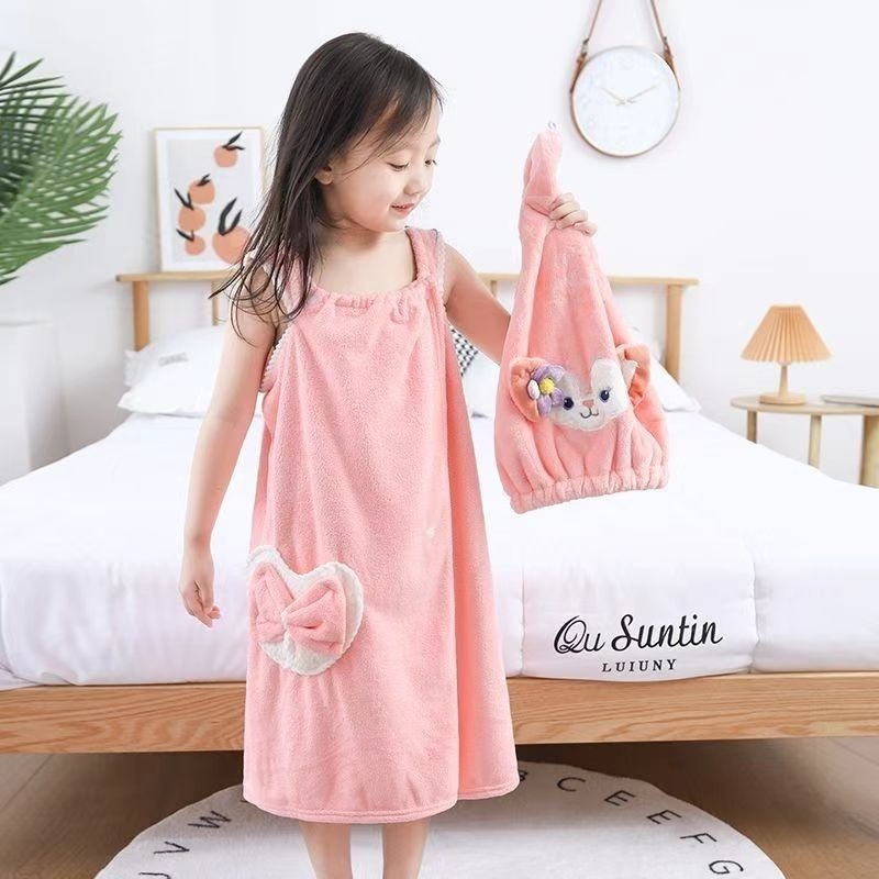 Κοριτσίστικη φούστα μπάνιου από coral fleece, παχιά βελούδινη υφή, απορροφητική, σταθερό χρώμα – Σειρά Princess