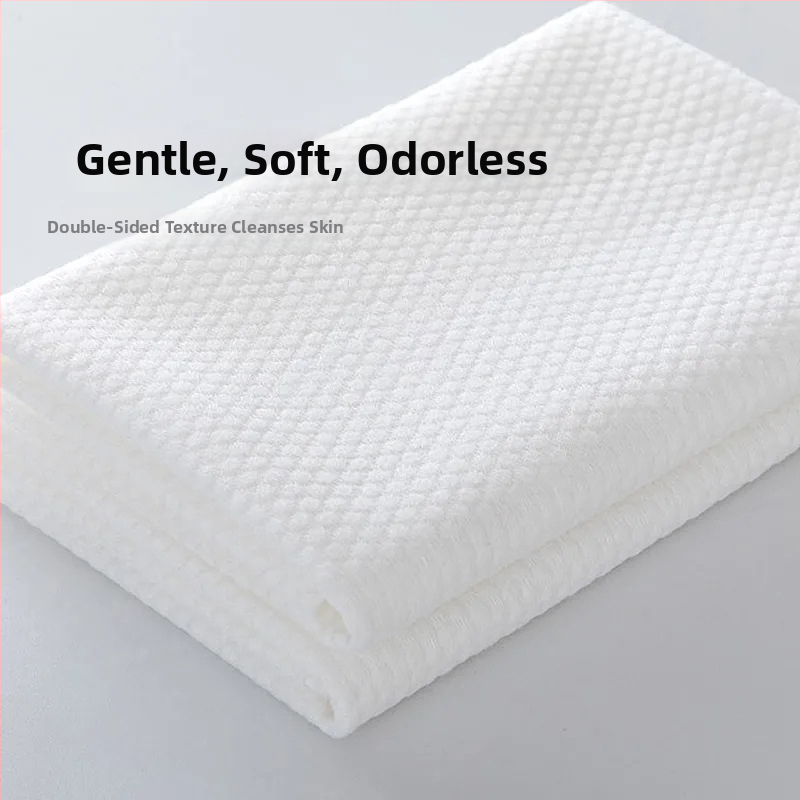 Vienreizējās lietošanas vannas dvielis – kokvilnas kodols, neaudēts materiāls, 0–5 s absorbcija, 3D reljefs, 3 gab. iepakojumā