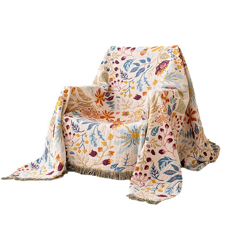 Pamut géz törölköző-takaró kanapéhoz, geometriai mintával, reaktív festés, 0,55–1,0 kg, tavasz–ősz, európai stílus