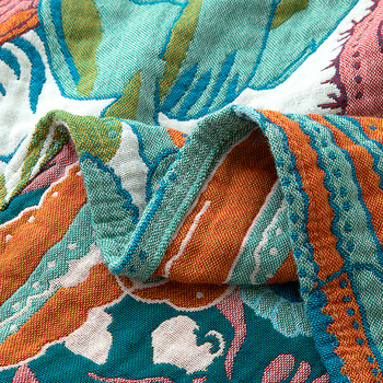 100% pamut törölköző pléd, Desert Blossom mintázat, reaktív nyomtatás, vastag, tavasz- és őszre