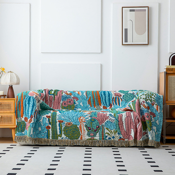 100% pamut törölköző pléd, Desert Blossom mintázat, reaktív nyomtatás, vastag, tavasz- és őszre