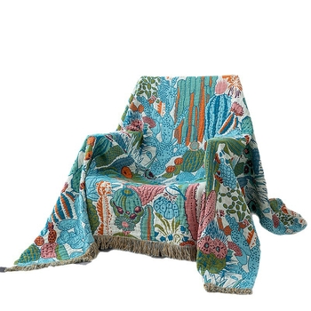 100% pamut törölköző pléd, Desert Blossom mintázat, reaktív nyomtatás, vastag, tavasz- és őszre