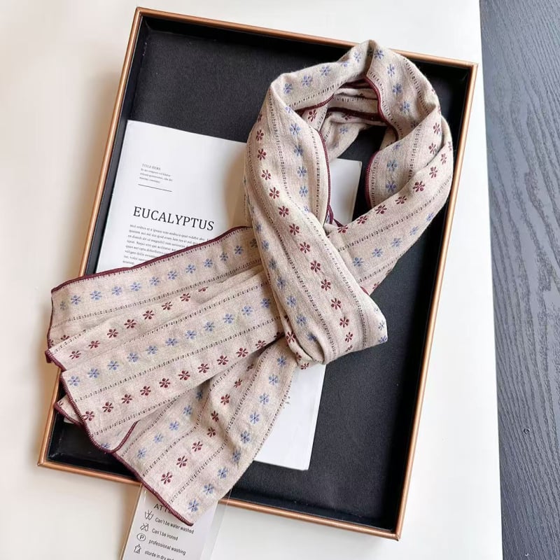 Pamukani šal za vrat od twill tkanine s cvjetnom teksturom, 100% pamuk, zadržava toplinu, zaštita od sunca, svjež i chic stil