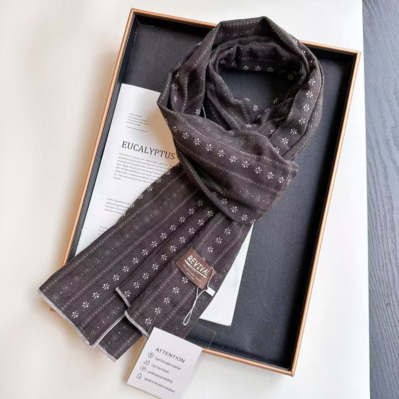 Pamukani šal za vrat od twill tkanine s cvjetnom teksturom, 100% pamuk, zadržava toplinu, zaštita od sunca, svjež i chic stil