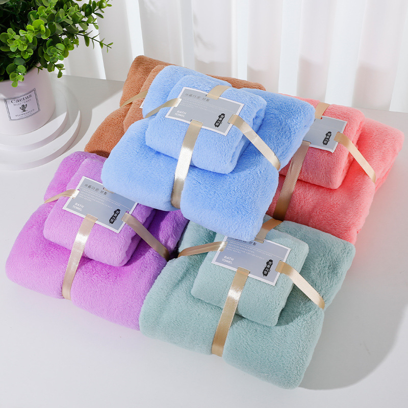 Troje ručnika od coral fleece, brzo sušeći set za majku i dijete | Materijal: vlakna; Težina: ispod 50 g; Marka: Other; Tip: ručnik za tijelo/lice