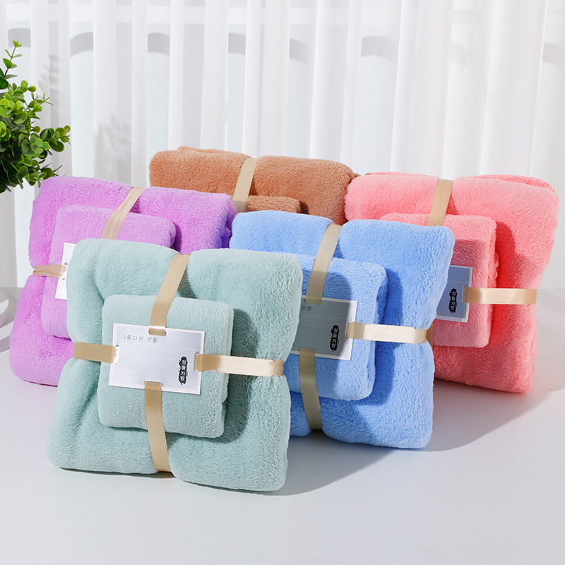 Troje ručnika od coral fleece, brzo sušeći set za majku i dijete | Materijal: vlakna; Težina: ispod 50 g; Marka: Other; Tip: ručnik za tijelo/lice