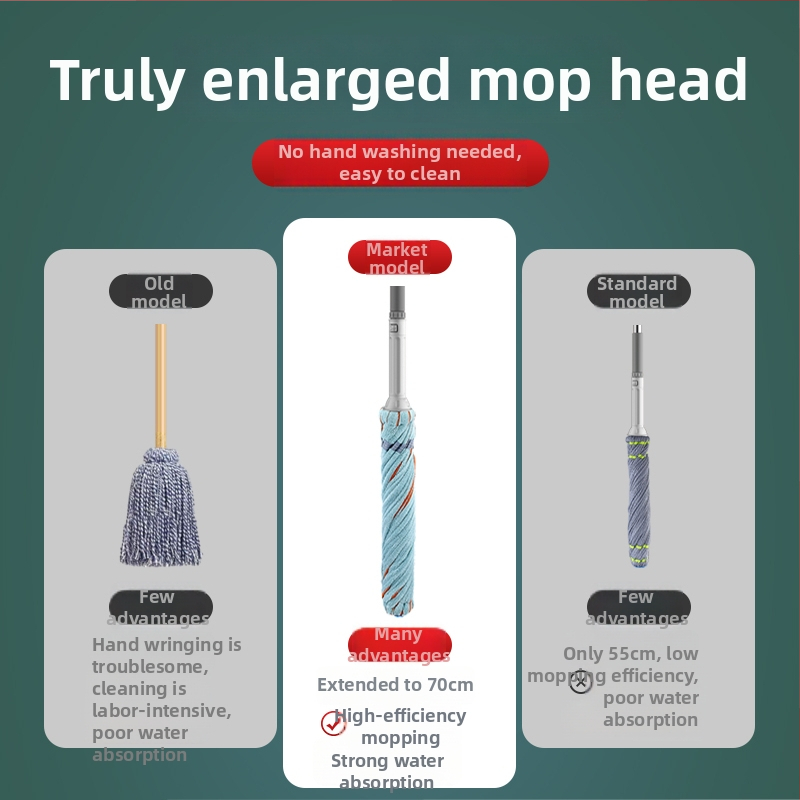 Be kontakto vandens šluostė su automatišku išspaudimu – dvigubo pavara, nerūdijančio plieno kotas, rankšluosčių audinio galvutė, keturių pusių suspaudimas, apkrova 10 kg