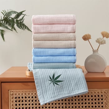 Кърпа за лице от 100% памук, трислойна марлева кърпа, измита марля, 32s нишки, 70 g/m², печат и боядисване