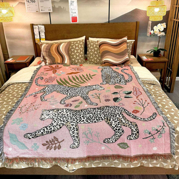 Βαμβακερή πλεκτή κουβέρτα-ταπετσαρία, προσαρμοσμένη, σε στυλ Ins, 1000–1499 g, κατάλληλη για όλες τις εποχές