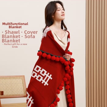 Χειροποίητη πλεκτή κουβέρτα με σχέδιο ανθοδέσμης από τριαντάφυλλα, κατάλληλη για όλες τις εποχές, ακρυλικό νήμα, 500–799 g, μοτίβο φυτών και λουλουδιών, ελαφρύς πολυτελής στυλ