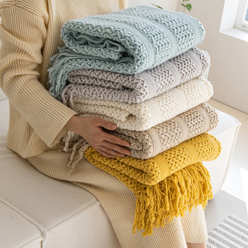 Nordic stílusú geometriai jacquard kötött pléd – akril, 500-799 g, egyszínű, INS stílus, testreszabott feldolgozás