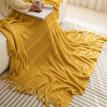 Nordic stílusú geometriai jacquard kötött pléd – akril, 500-799 g, egyszínű, INS stílus, testreszabott feldolgozás