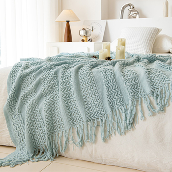 Nordic stílusú geometriai jacquard kötött pléd – akril, 500-799 g, egyszínű, INS stílus, testreszabott feldolgozás