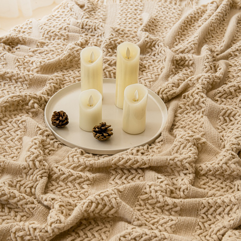 Nordic stílusú geometriai jacquard kötött pléd – akril, 500-799 g, egyszínű, INS stílus, testreszabott feldolgozás