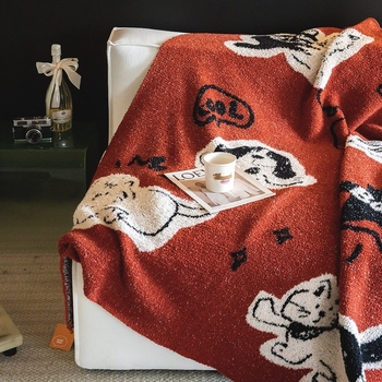 Κουβέρτα με σκυλάκι καρτούν – 800–999 g, κατάλληλο για όλες τις εποχές, προσαρμόσιμη, μοτίβο καρτούν, στυλ καρτούν, διακοσμητικό ριχτάρι για τον καναπέ