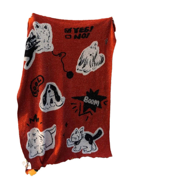 Κουβέρτα με σκυλάκι καρτούν – 800–999 g, κατάλληλο για όλες τις εποχές, προσαρμόσιμη, μοτίβο καρτούν, στυλ καρτούν, διακοσμητικό ριχτάρι για τον καναπέ