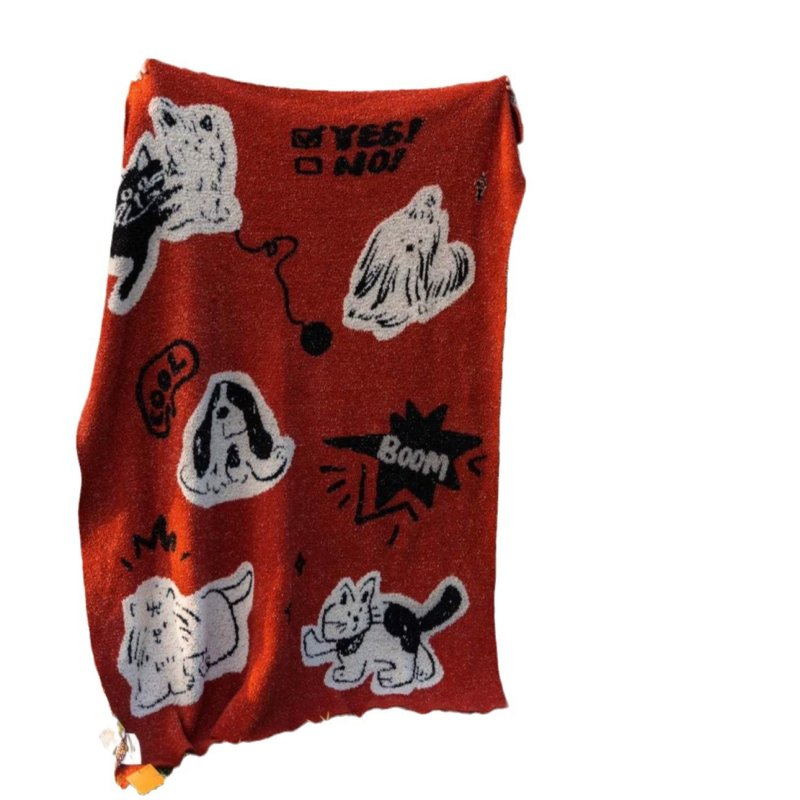 Κουβέρτα με σκυλάκι καρτούν – 800–999 g, κατάλληλο για όλες τις εποχές, προσαρμόσιμη, μοτίβο καρτούν, στυλ καρτούν, διακοσμητικό ριχτάρι για τον καναπέ