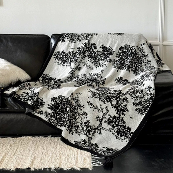 Moon Lover pletená deka na gauč s francúzskym retro Bayberry stromom a štýlom Wabi-Sabi, rastlinný vzor, 800–999 g