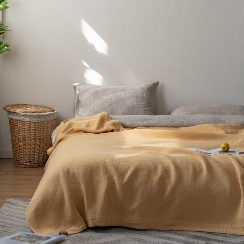 Japán stílusú géz törölköző takaró, 80% pamut / 20% kender, reakciófestés, 1.1–1.5 kg, nyár