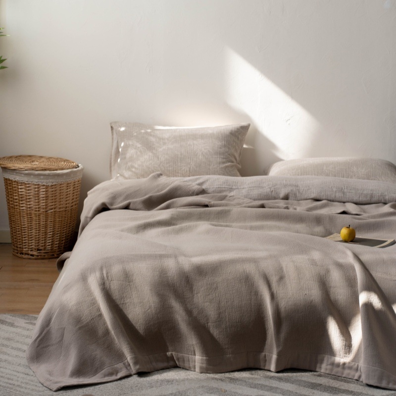 Japán stílusú géz törölköző takaró, 80% pamut / 20% kender, reakciófestés, 1.1–1.5 kg, nyár