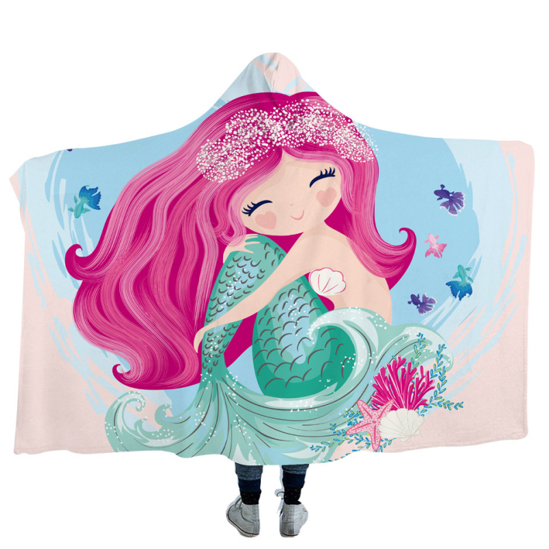 Kapucňový prispôsobiteľný flanelový pléd - jednofarebný, 300-500 g, polyestér, moderný minimalistický štýl