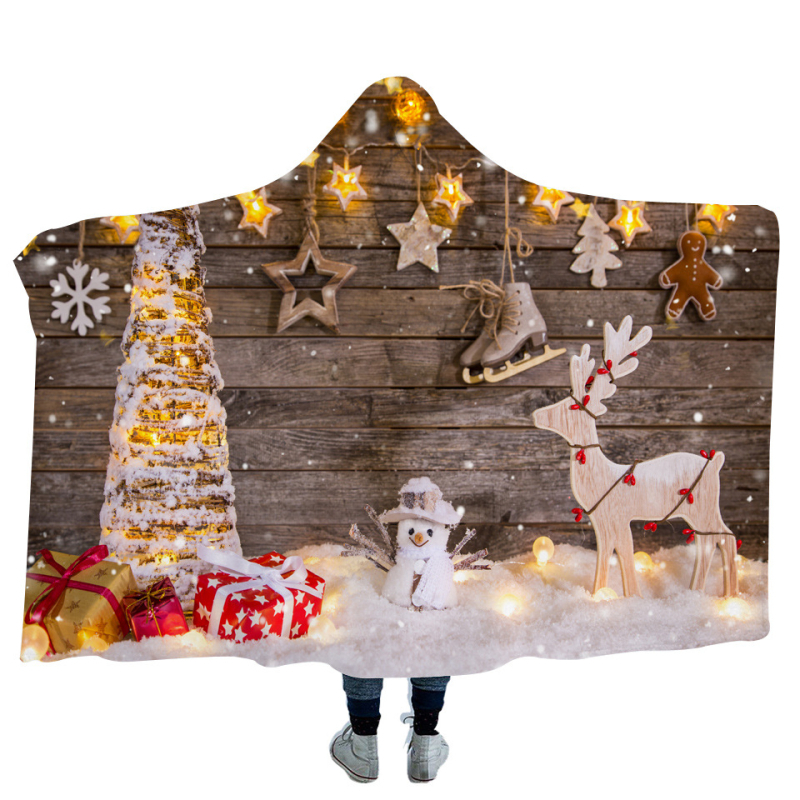 Kapucňový prispôsobiteľný flanelový pléd - jednofarebný, 300-500 g, polyestér, moderný minimalistický štýl